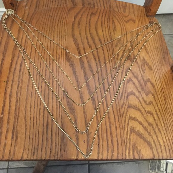 Vintage goldtone multi chain layered necklace 17" - Picture 3 of 3